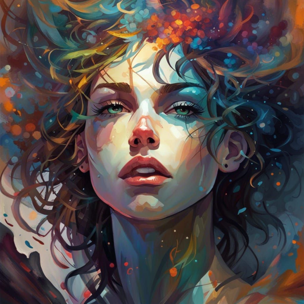 Joyful Rockstar Portrait in Fantasycore Style