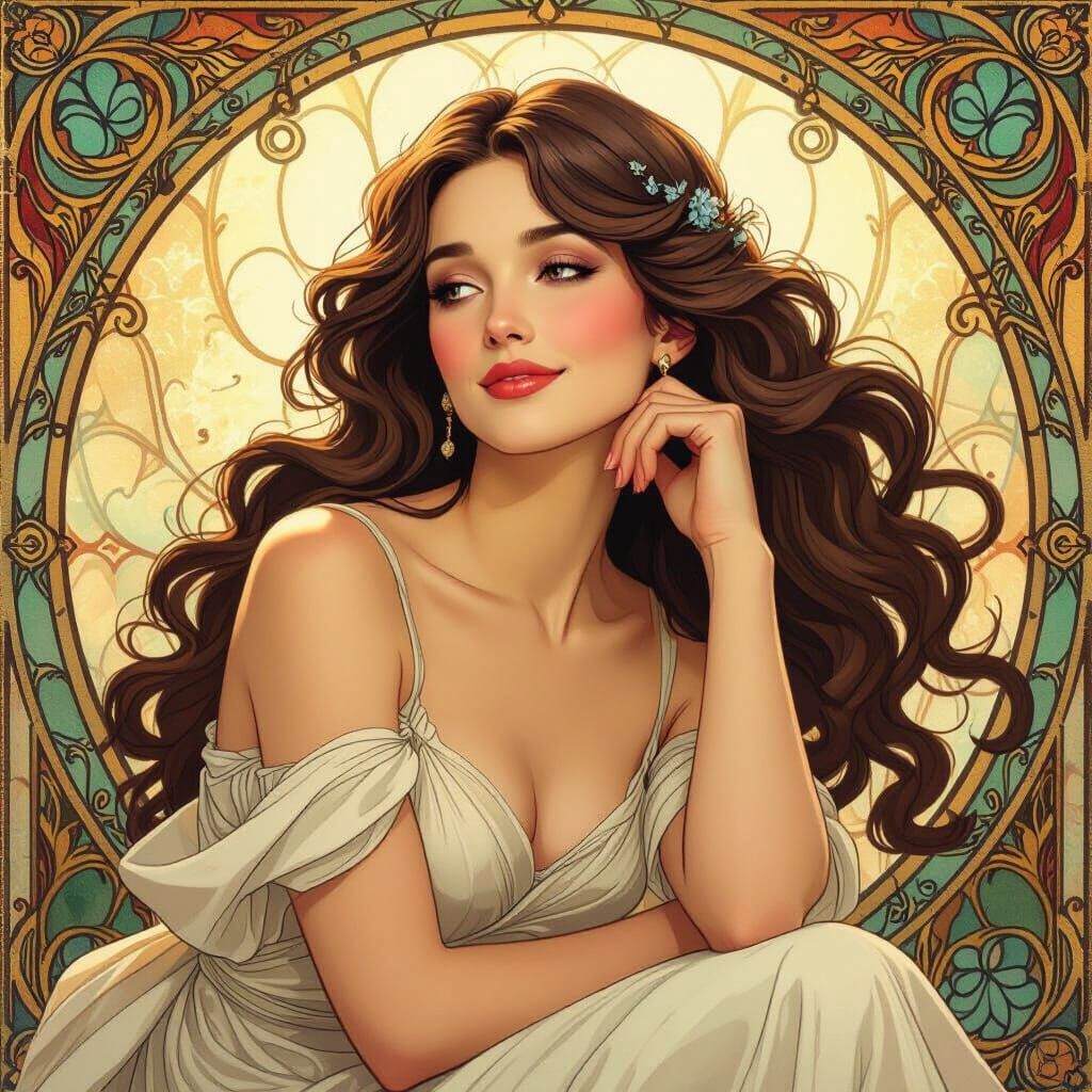 Elegant Woman in Art Nouveau Style