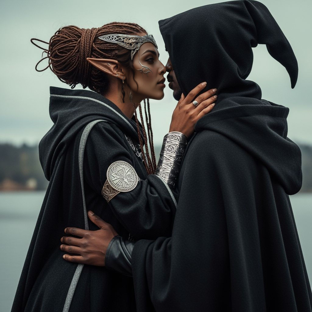 Elven Wizards Share a Romantic Kiss