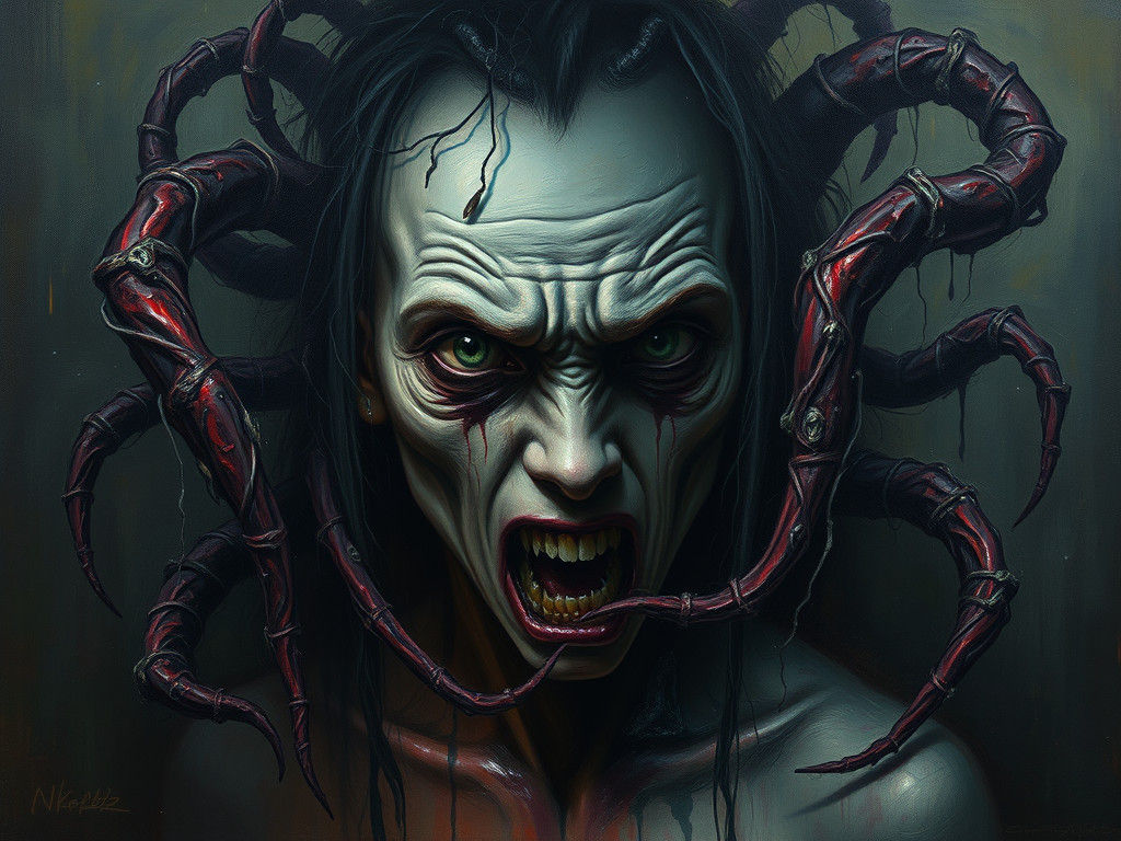 Disturbed Portrait in Dark Fantasy Style