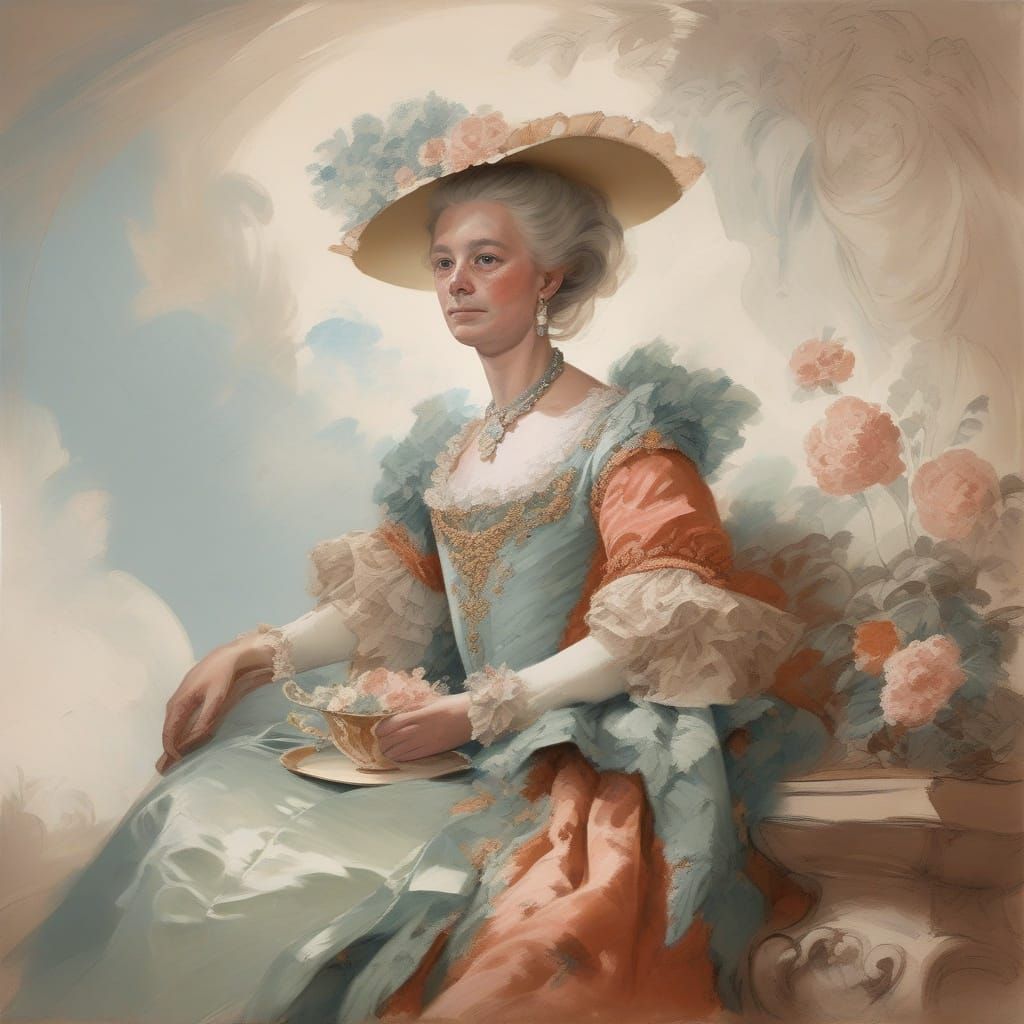 Elegant Aristocrat Portrait in Rococo Style