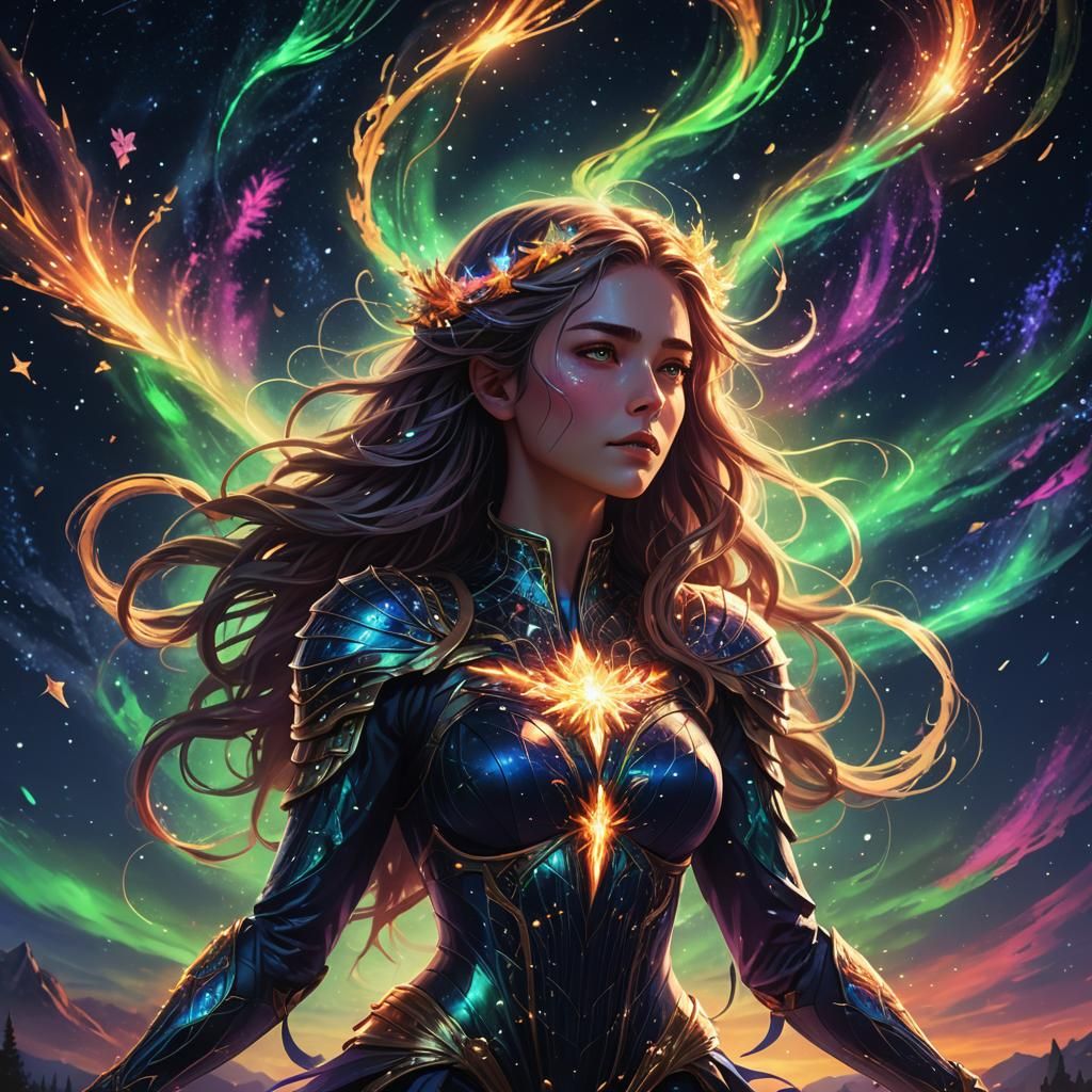Striking Female with Glowing Aura in Fantasy Art