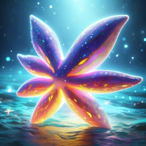 Glittery Starfish with Sparkly Eyes in Caribbean Sea
