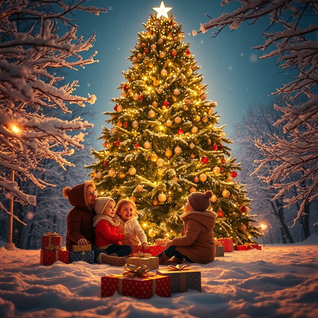 Winter Wonderland Christmas Scene in Vibrant Cinematic Style