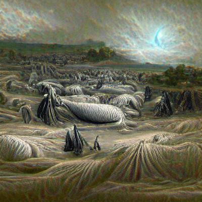 Alien Grain Fields in Gustave Doré Style