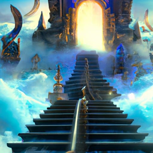 Angelic Stairway to Heaven in Fantasy Art Style
