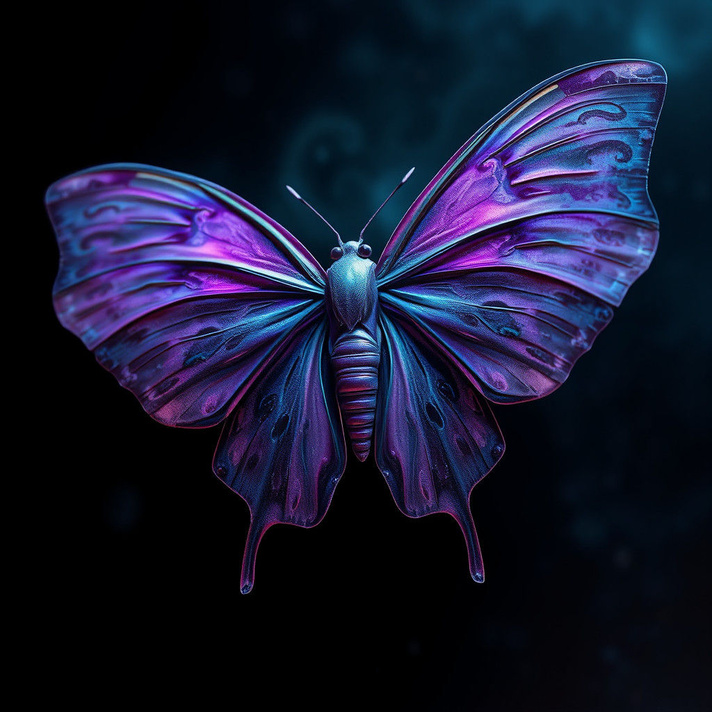 Iridescent Purple Moth in Detailed Matte Painting Style