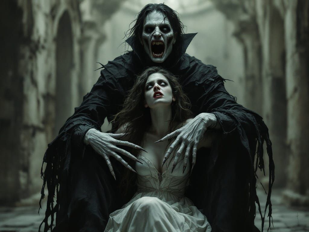 Gothic Vampire Scene in Haunting Horror Style