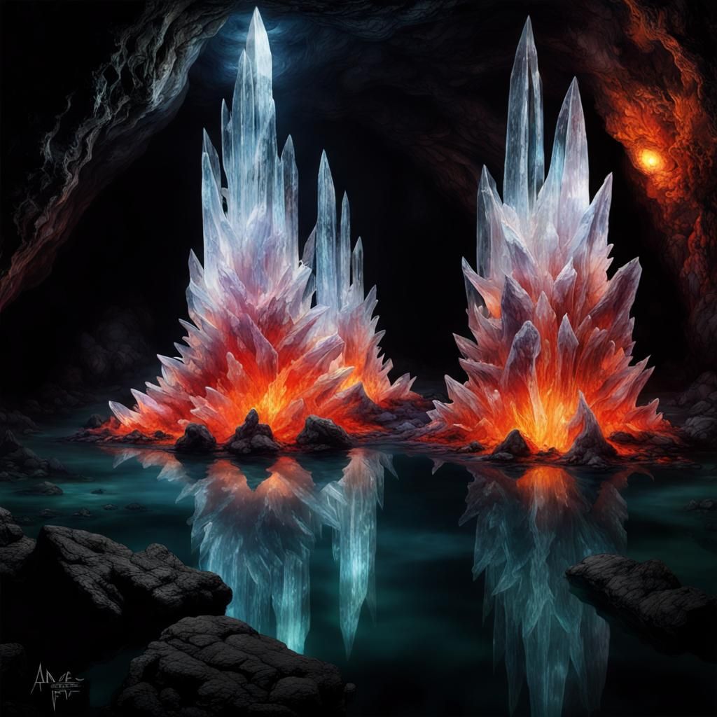 Lava River in Crystalline Cavern