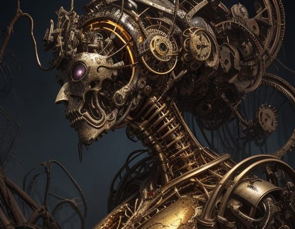 Surreal Biomechanical Horror Portrait in Dark Fantasy Style