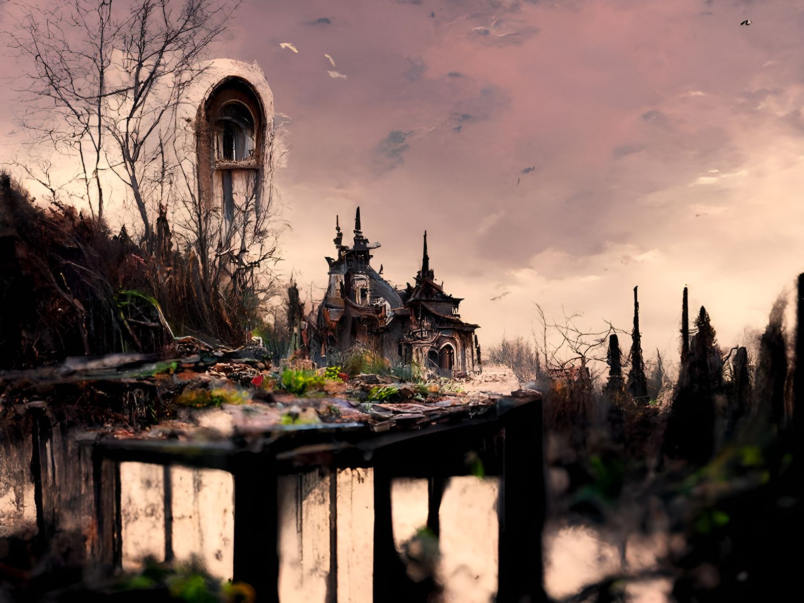 Post-Apocalyptic Victorian Ruins: Hyperrealistic Landscape