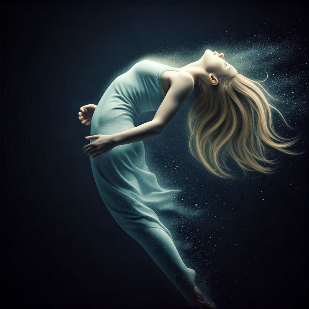 Surreal Feminine Form Drifting on the Wind