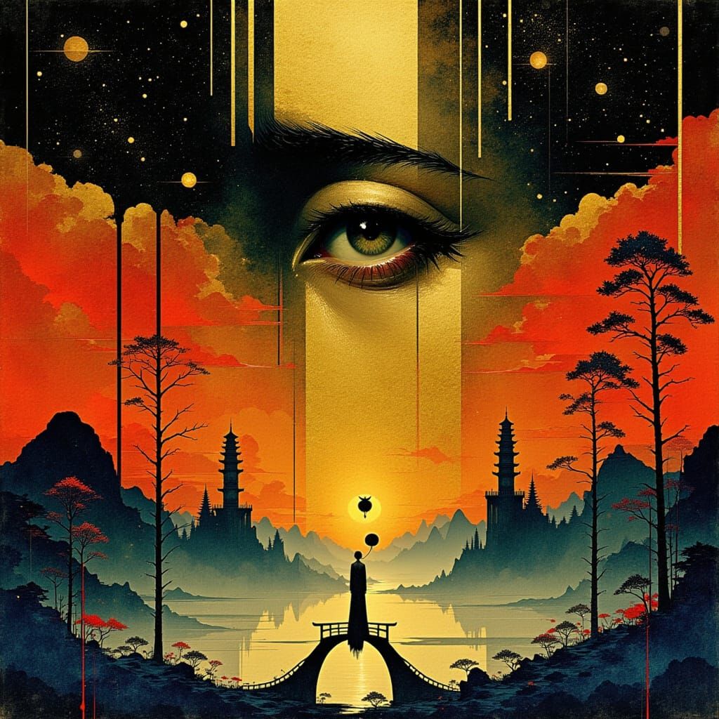 <lora:Akimora:1.0> Surreal Asian-inspired digital art