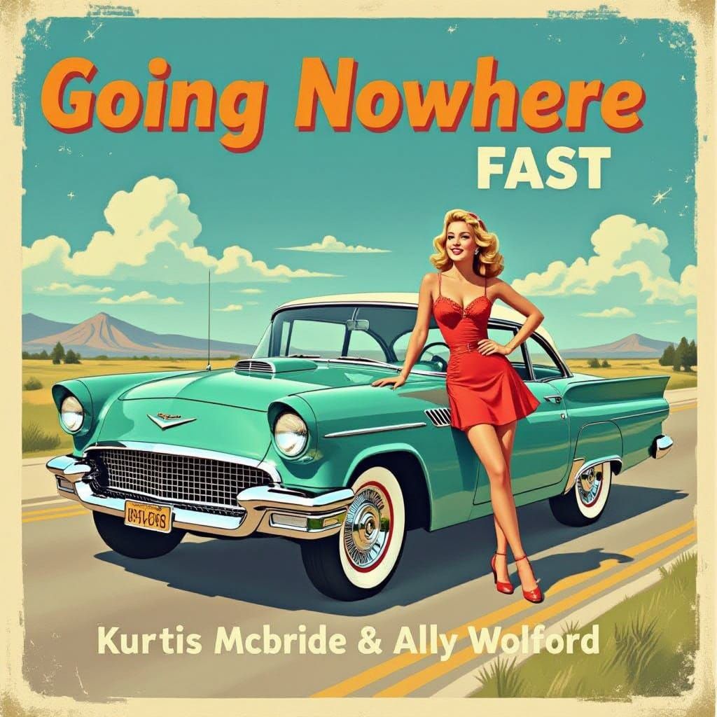 Retro Futuristic Album Cover in Neon Hues