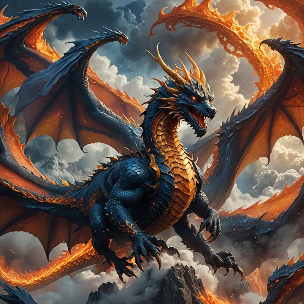 Fiery Dragon Wings Unfolding: Fantasy Concept Art