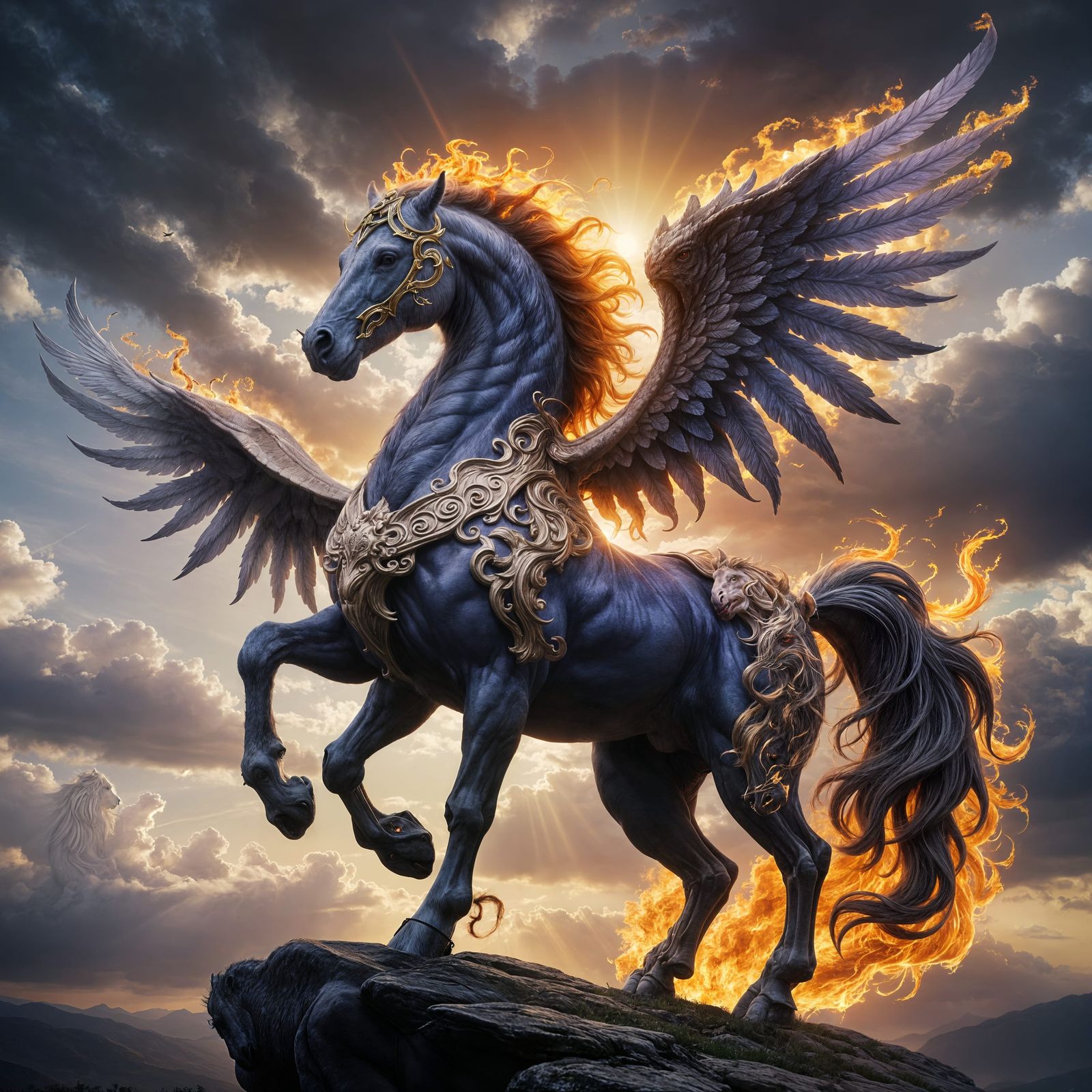 Epic Purple Pegasus in Divine Sunshine