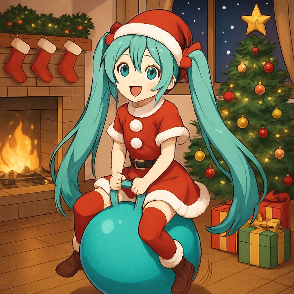 Hatsune Miku Bounces on Giant Turquoise Hopper Ball at Chris...