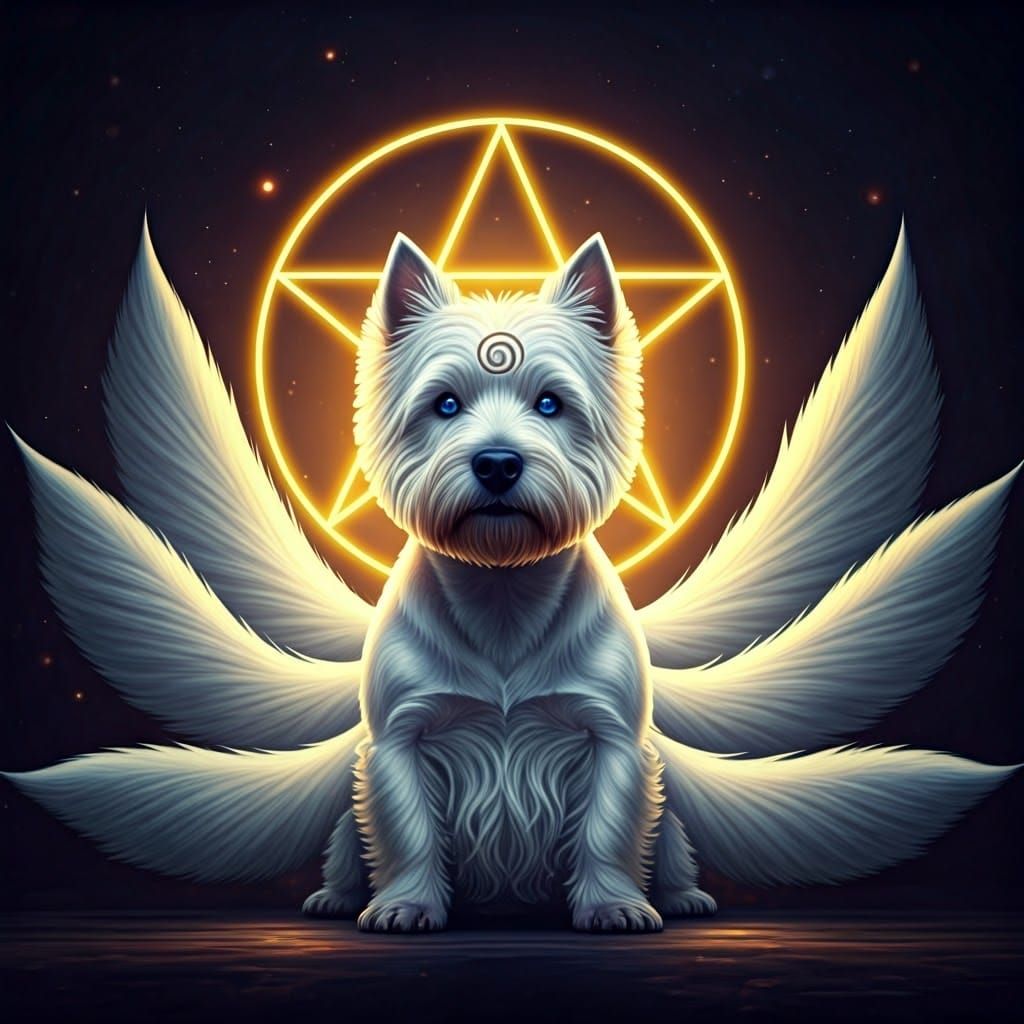 Mystical Nine-Tailed Westie with Spiral Marking