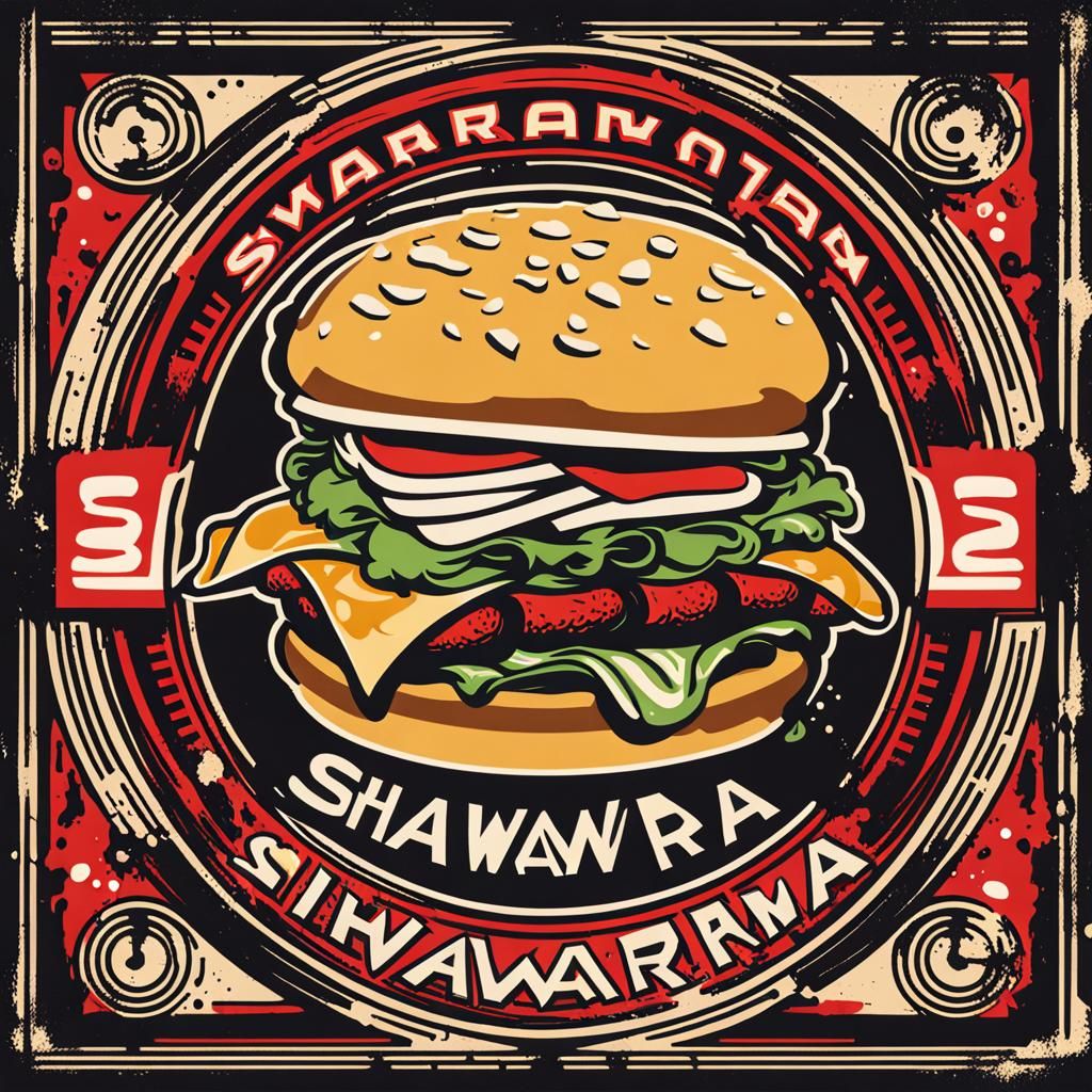 Retro Shawarma Logo in Digital Art Style