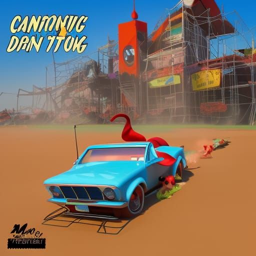 Cartoon Dogs Demolition Derby Comic Book Art