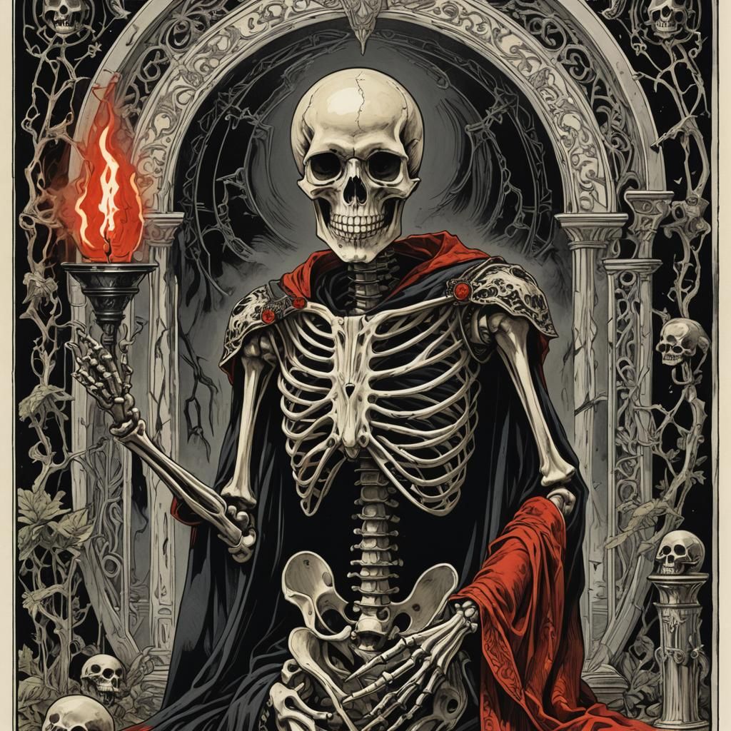 Sinister Skeleton Hierophant Tarot Card