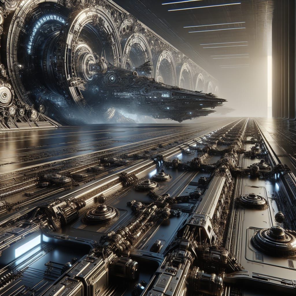 Futuristic Spaceship with Polished Metal Details