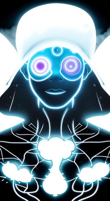 Psychedelic Garlic Golem Portrait with Organic Circuitry