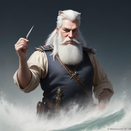 Sailor Grooming Cat, Vintage Photograph Style