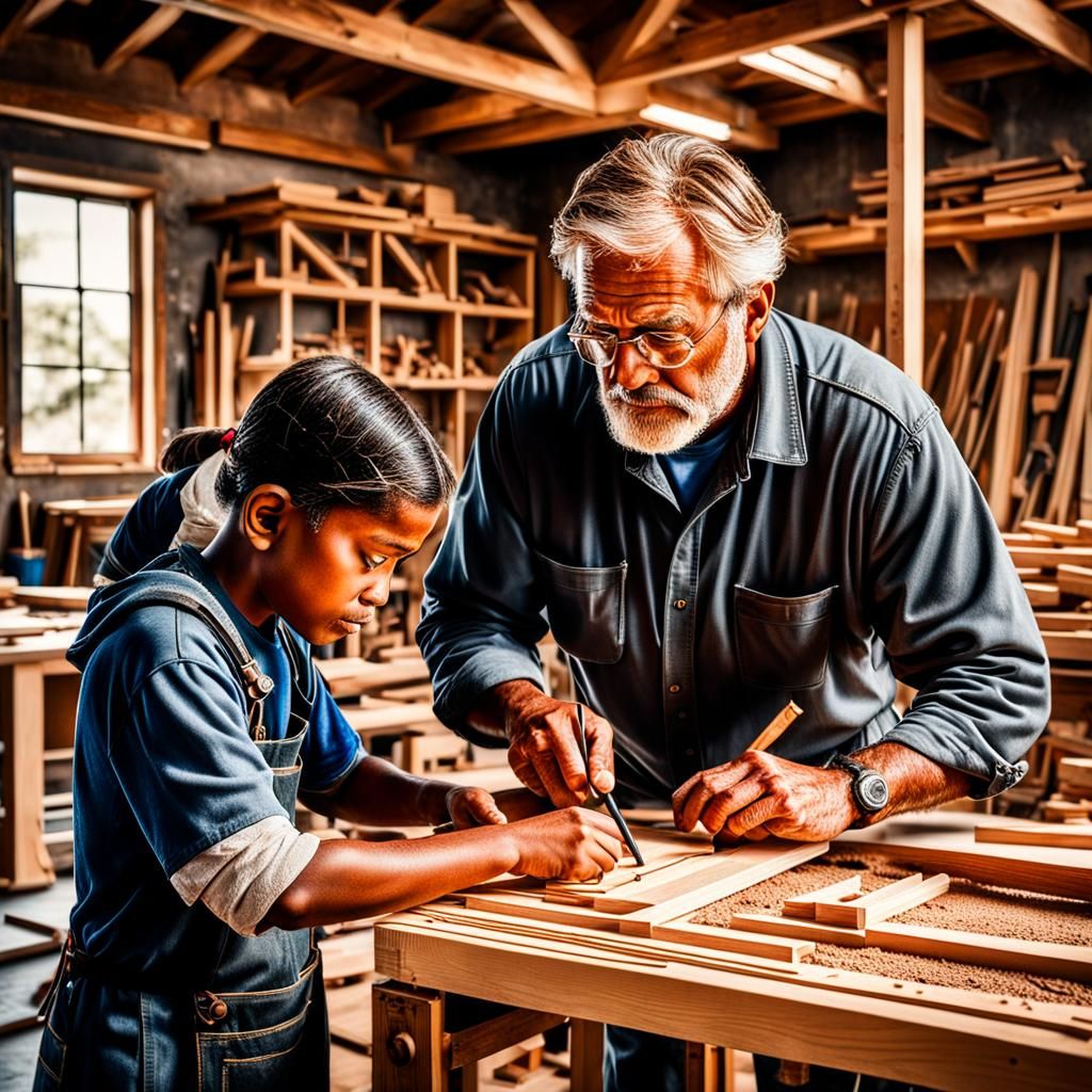 Carpenter Teaches Student in Hyperrealistic Detail