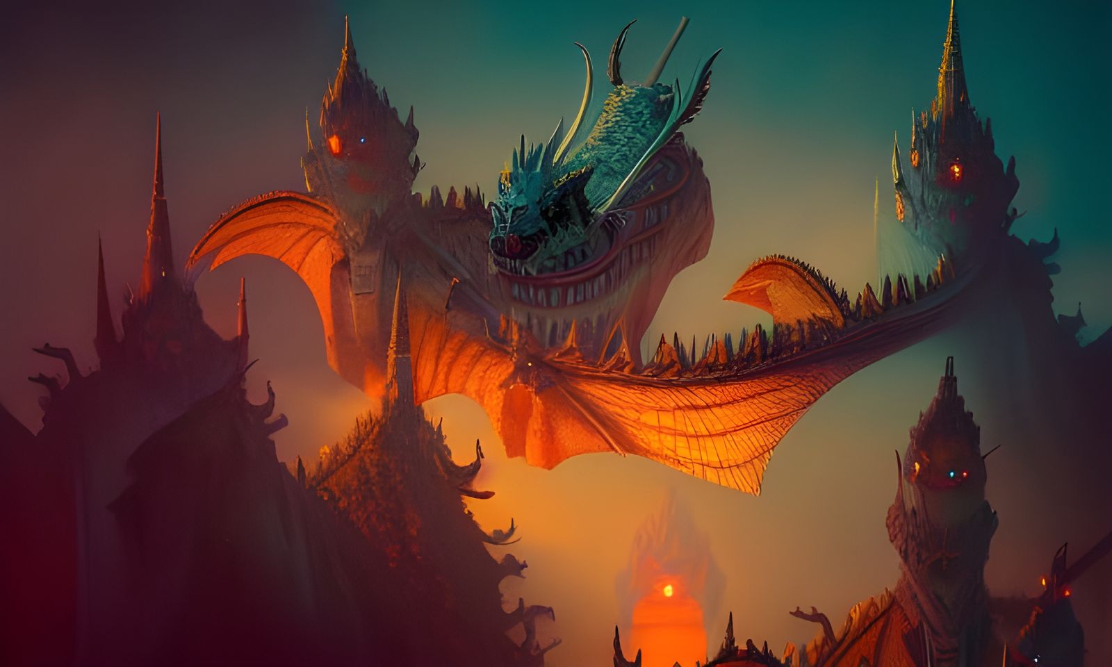 Ethereal Dragon Castle in Hyperrealistic Fantasy Landscape