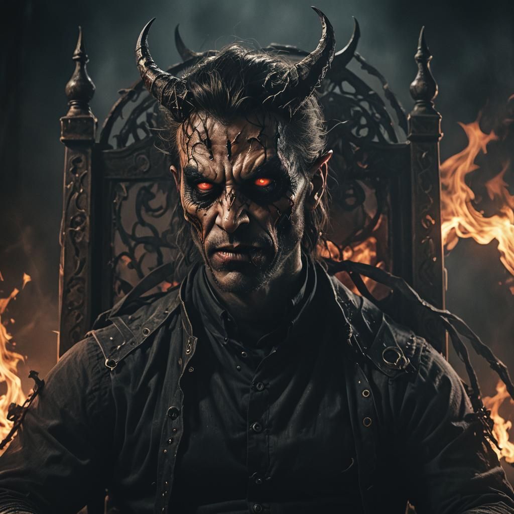 Gothic Horror: Demon Tormenting Man in Darkness