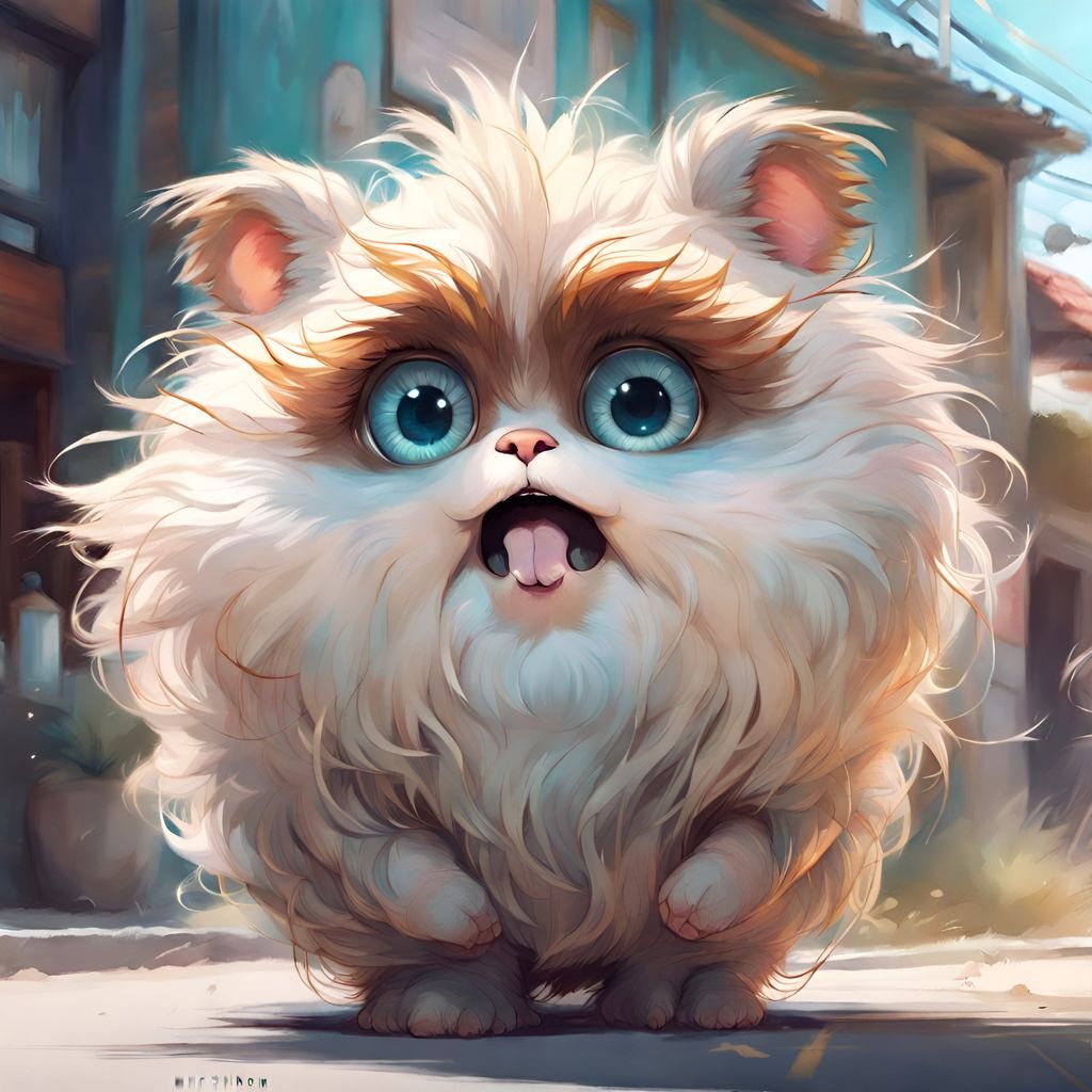 Adorable Fluffy Animal Portrait with Giant Eyes