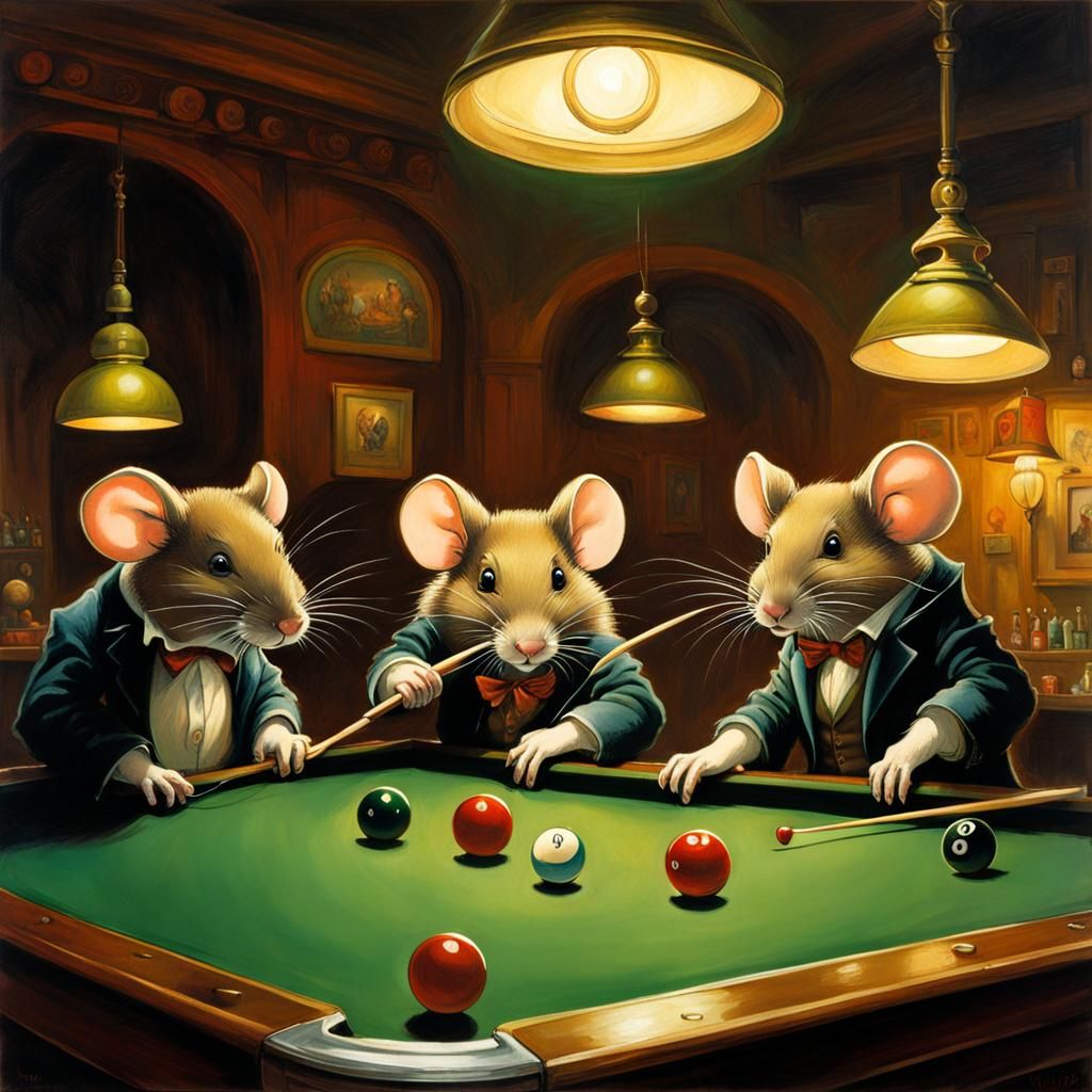 Mice Playing Pool