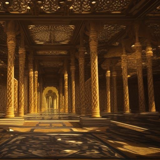 Luxurious Desert City with Palace and Oasis