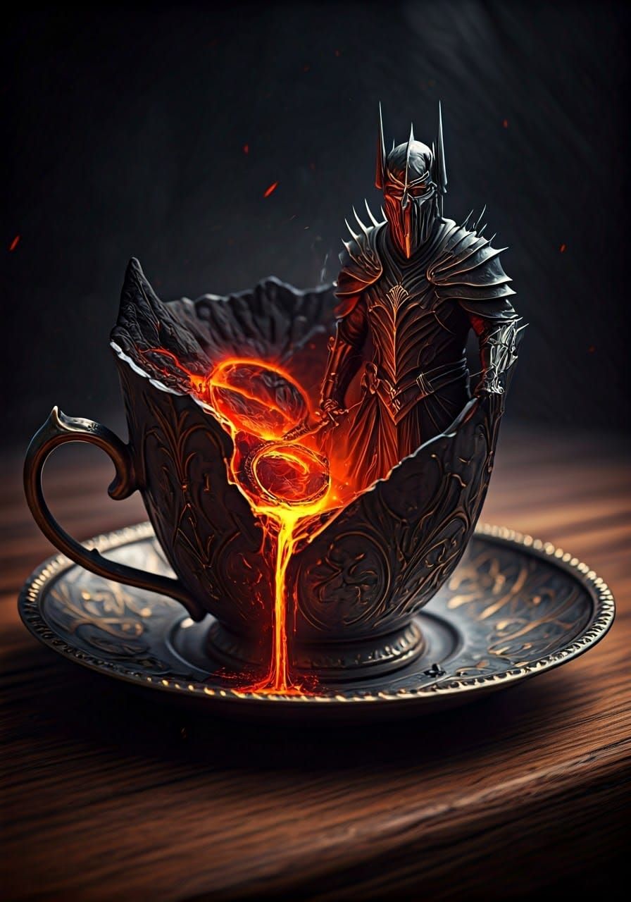 Miniature Sauron in Lava Teacup