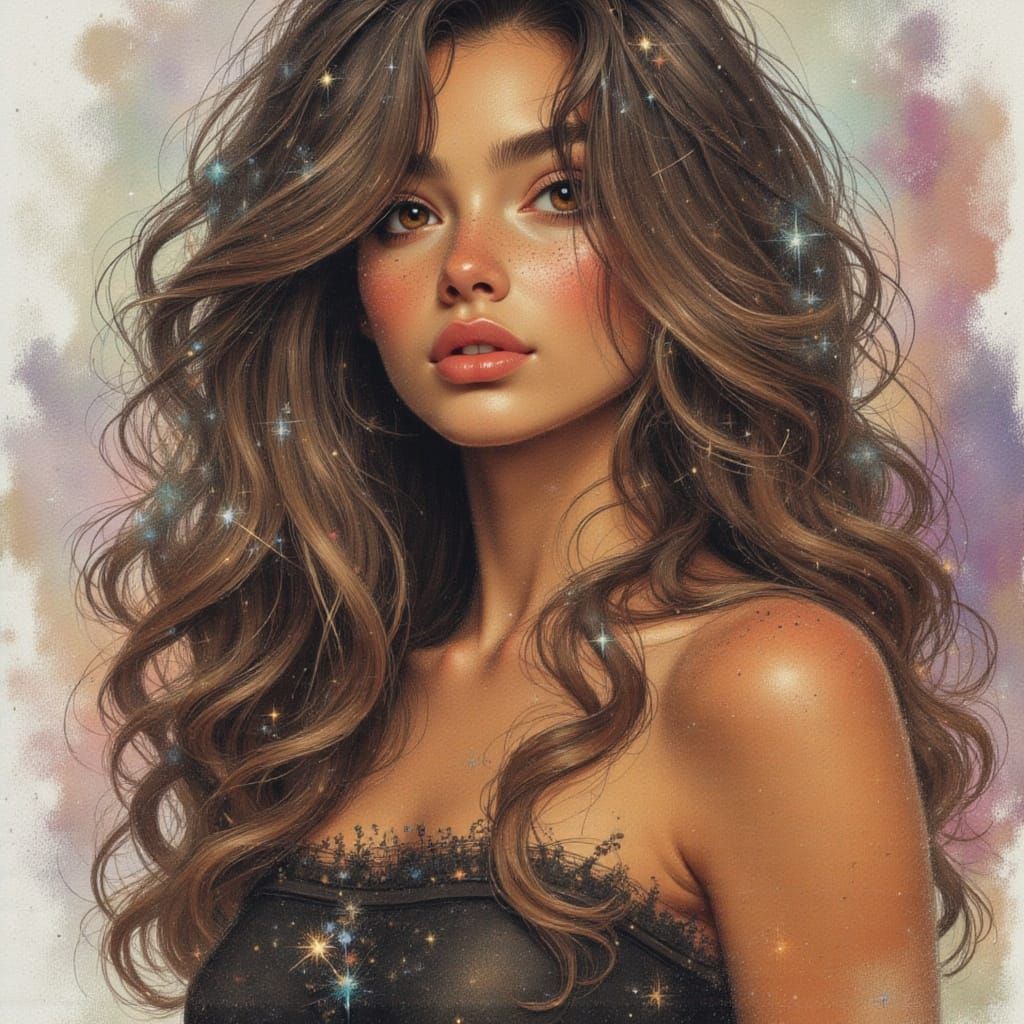 AI-Generated Portrait with Sparkle and Adsumus Style