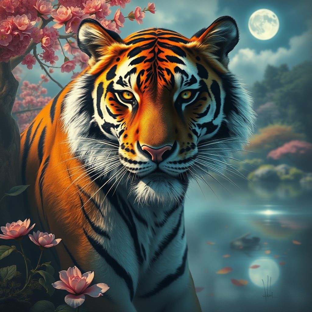 Bengal Tiger in Moonshine