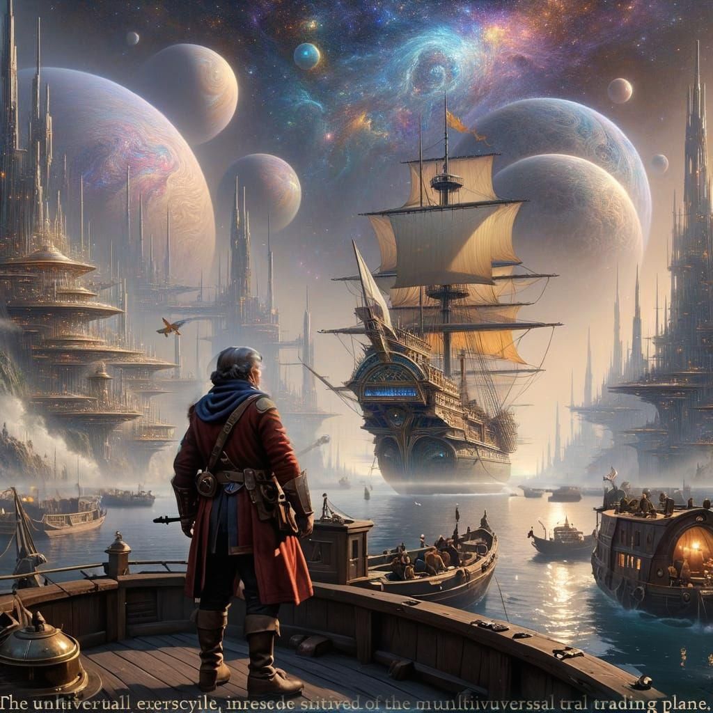 Halfling Captain Navigates Astral Planes as Matte Painting