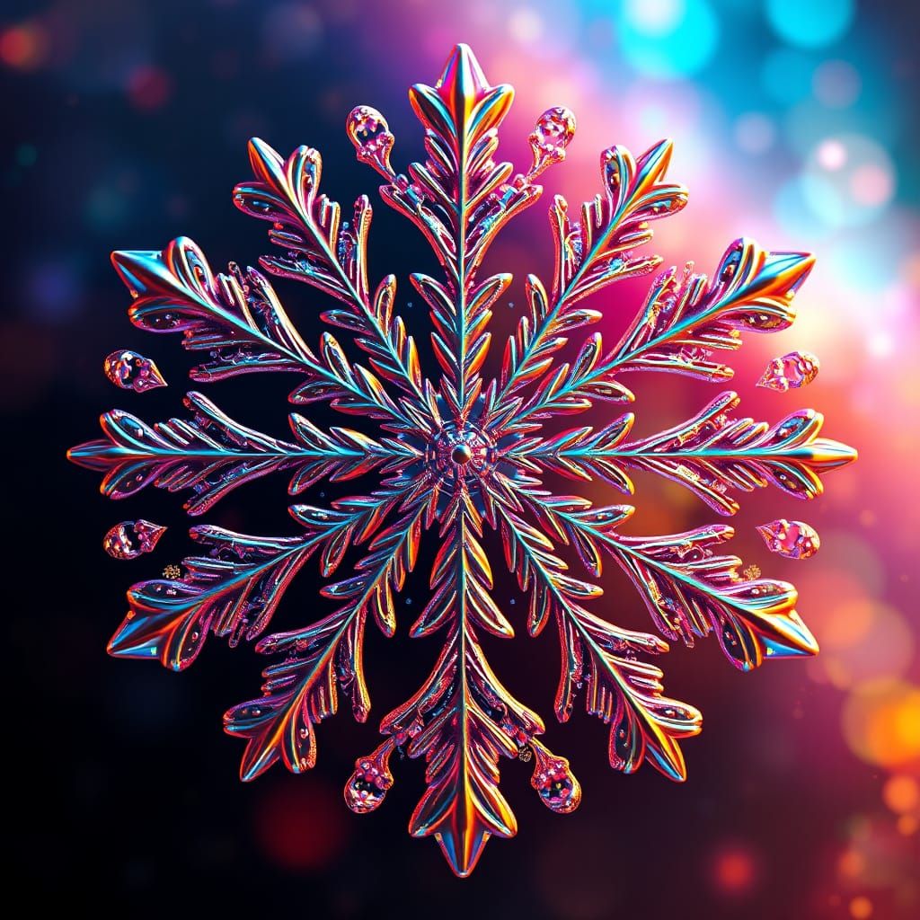 Iridescent Snowflake Fractal in Unreal Engine 5 Style