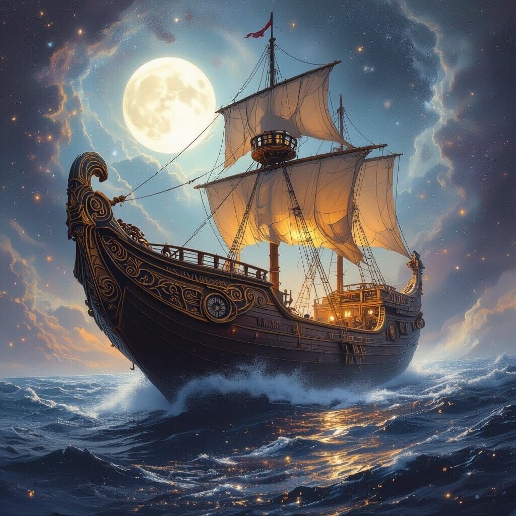 Ancient Turtle Ship Sails Through Cosmic Nebula