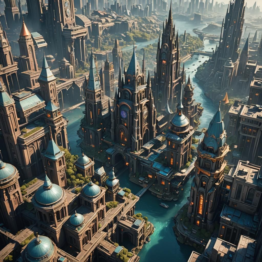 Futuristic Tech Utopia City in Detailed Matte Painting