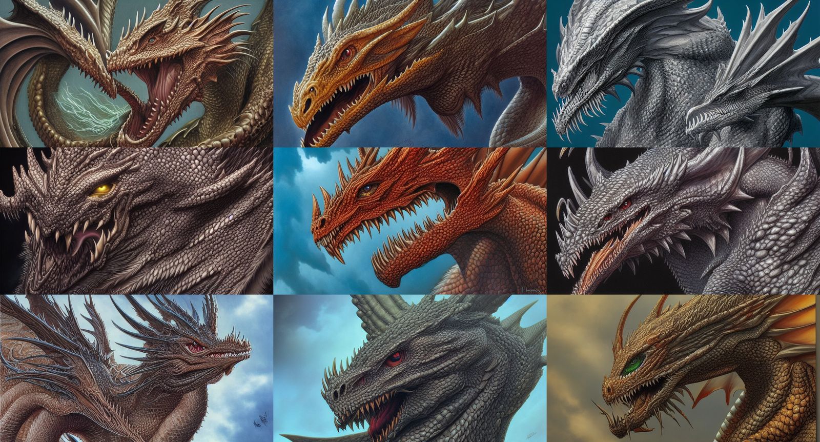 Fierce Draconic Dragon Headshot Portrait