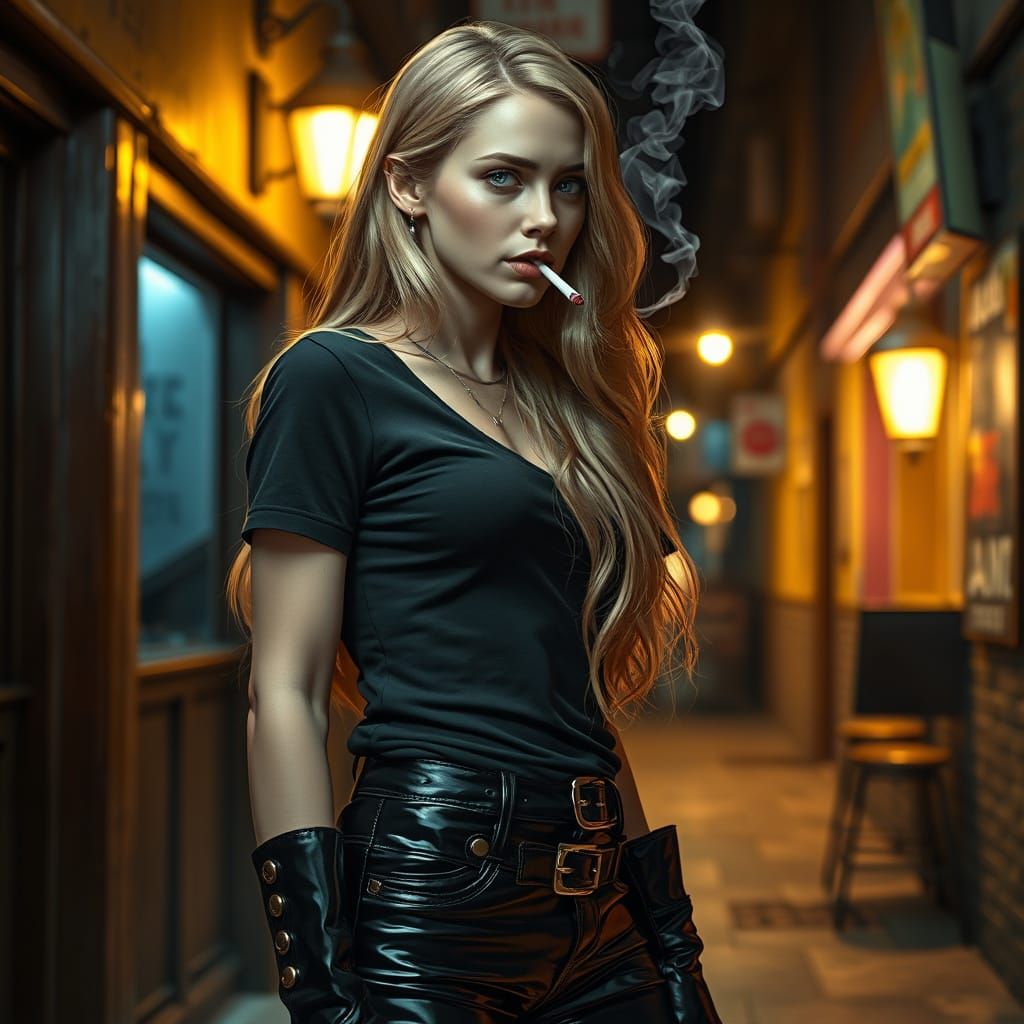 Melancholic Ukrainian Bartender in a Hyperrealistic Aestheti...