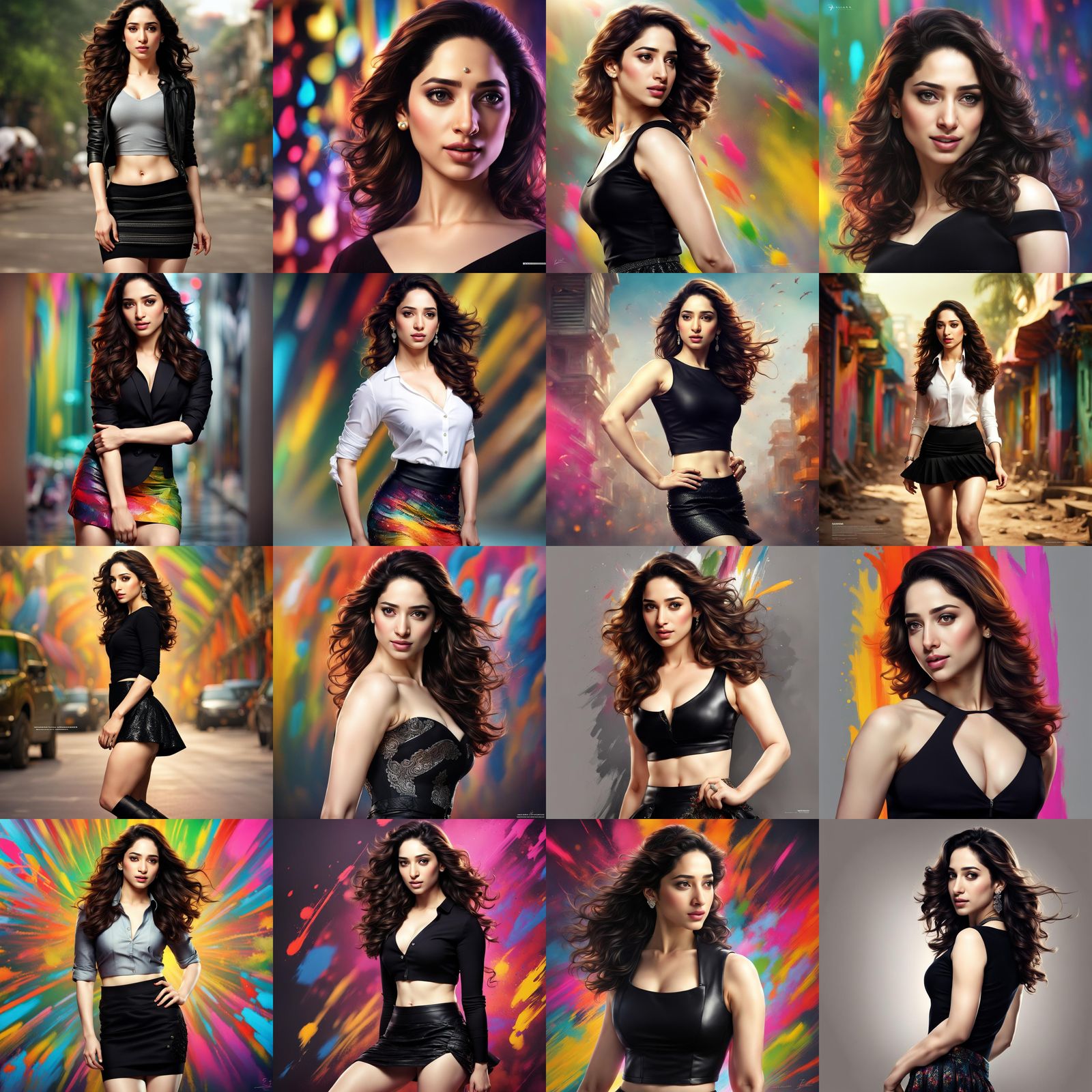 Tamanna Bhatia in Black Mini Skirt: Hyperrealistic Splash Ar...