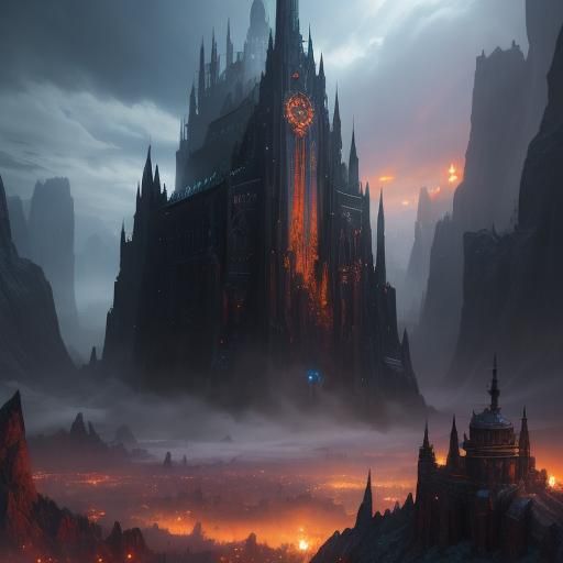Detailed Dark Castle Fantasy Concept Art
