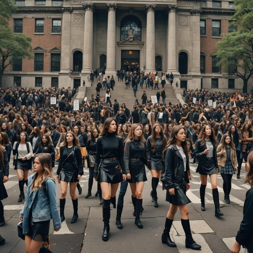 Columbia University Protest in Detailed Matte Painting