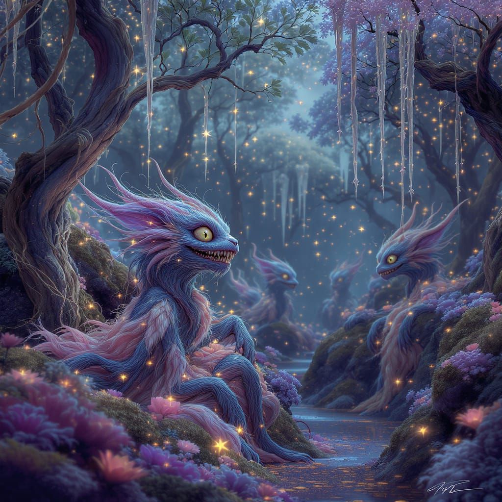 Enchanting Forest Creatures in Faerie Art Style