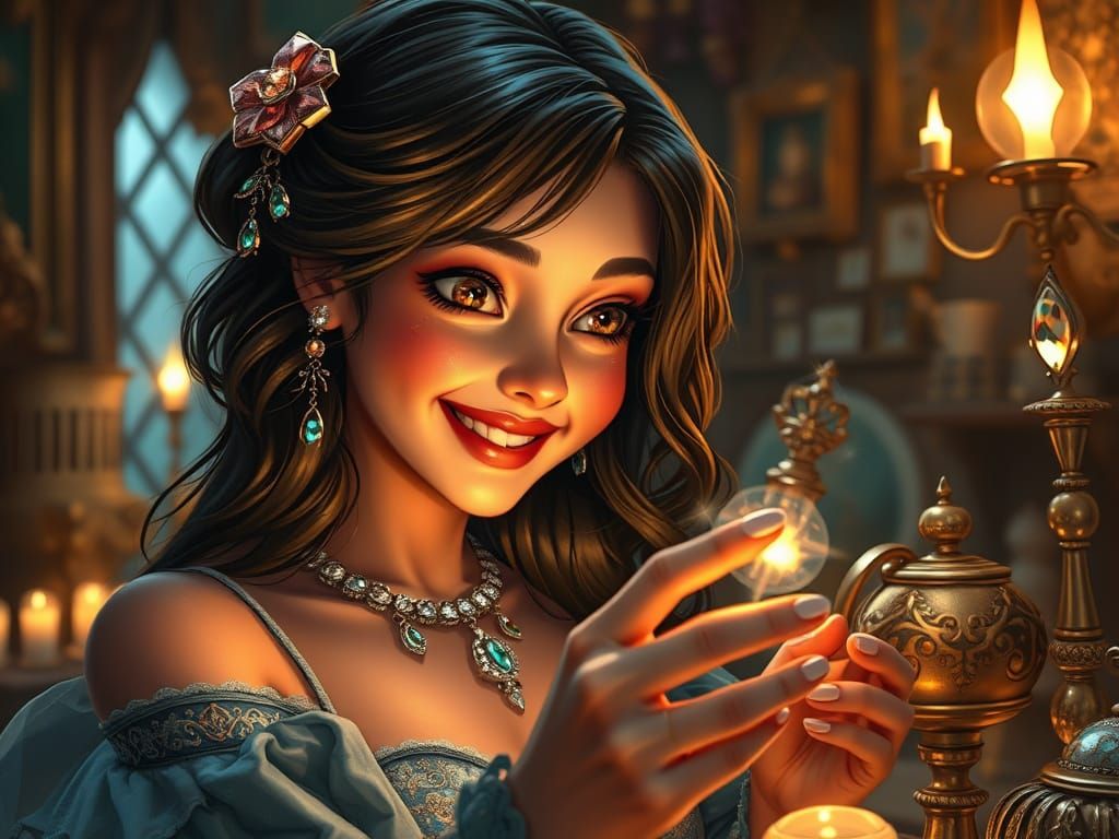 Whimsical Woman Caught in Act of Mischief