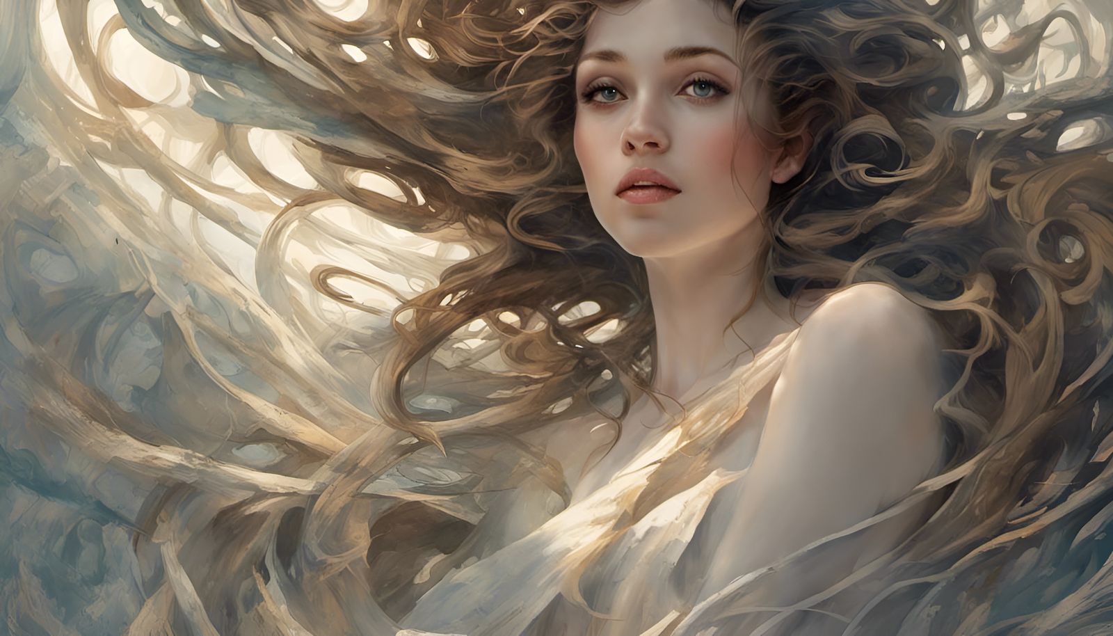 Medusa Portrait with Snakes, Fantasy Art Style