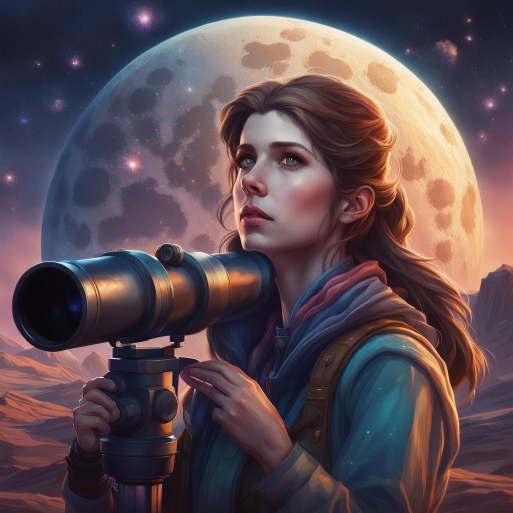 Woman Gazing at Comet Under Desert Night Sky